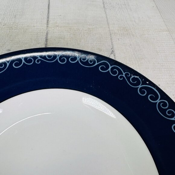 Home TM Blue Rim Scrolls White Center Smooth Ceramic 8" Pasta Soup Bowls Set 5 - Picture 16 of 16